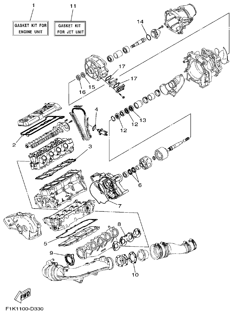 Yamaha F1KB REPAIR KIT 1 parts diagram